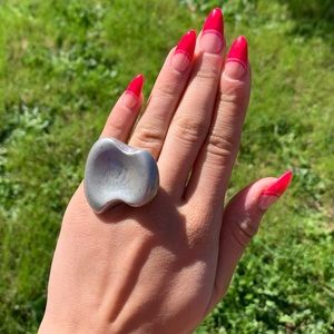 Geometric Silver Tone Statement Ring
